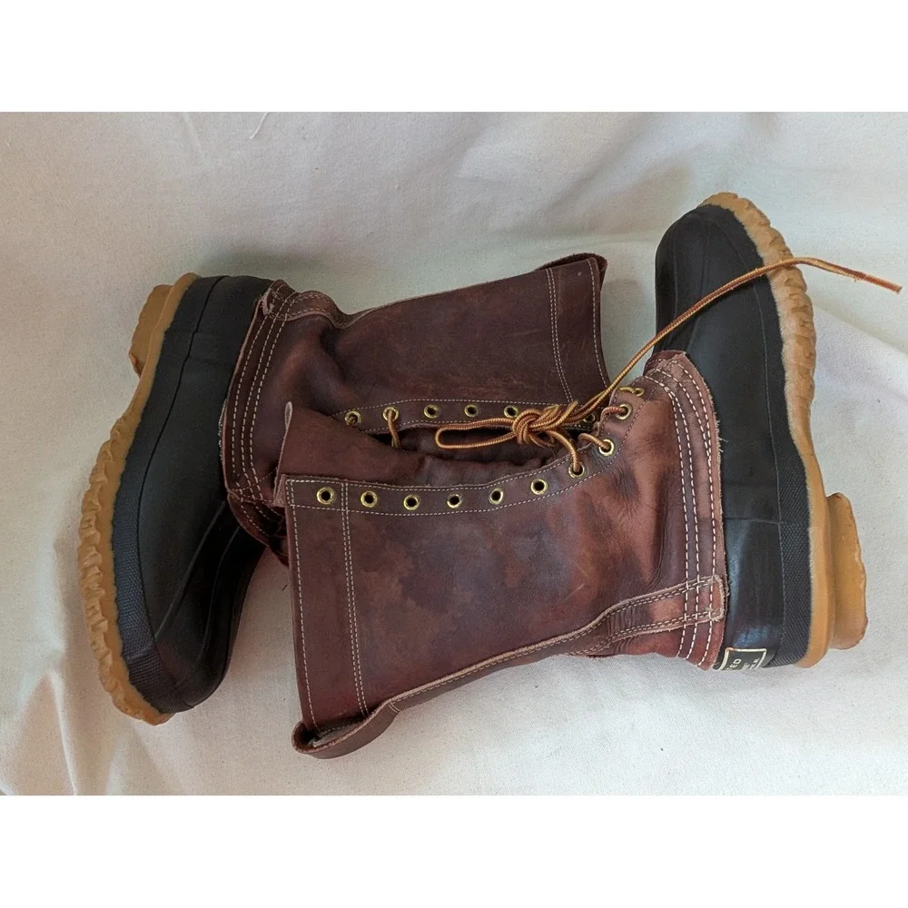 LL Bean Maine Hunting Shoe Insulated Duck Boots Brown Leather USA Size 6 N